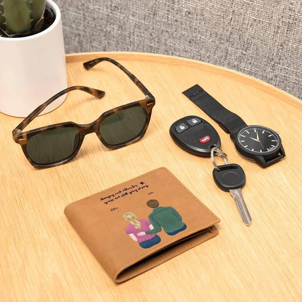 Husband Anniversary Personalized Graphic Leather Wallet