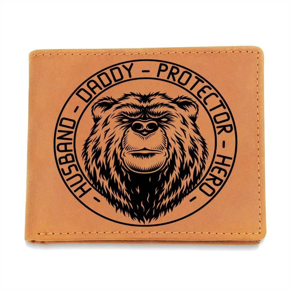 Husband Daddy Protector Hero Bear Custom Printed Leather Wallet