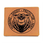 Husband Daddy Protector Hero Bear Custom Printed Leather Wallet