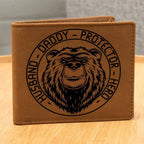 Husband Daddy Protector Hero Bear Custom Printed Leather Wallet