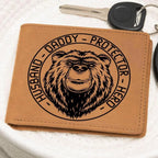 Husband Daddy Protector Hero Bear Custom Printed Leather Wallet