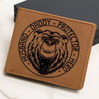 Husband Daddy Protector Hero Bear Custom Printed Leather Wallet