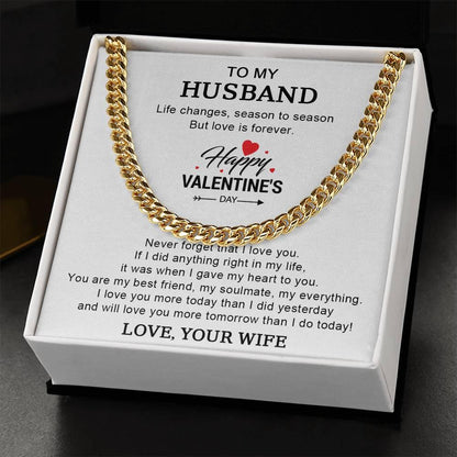Husband Valentine Gift You are my Best Friend, My Soulmate, My Everything Cuban Chain Link Necklace - Mallard Moon Gift Shop