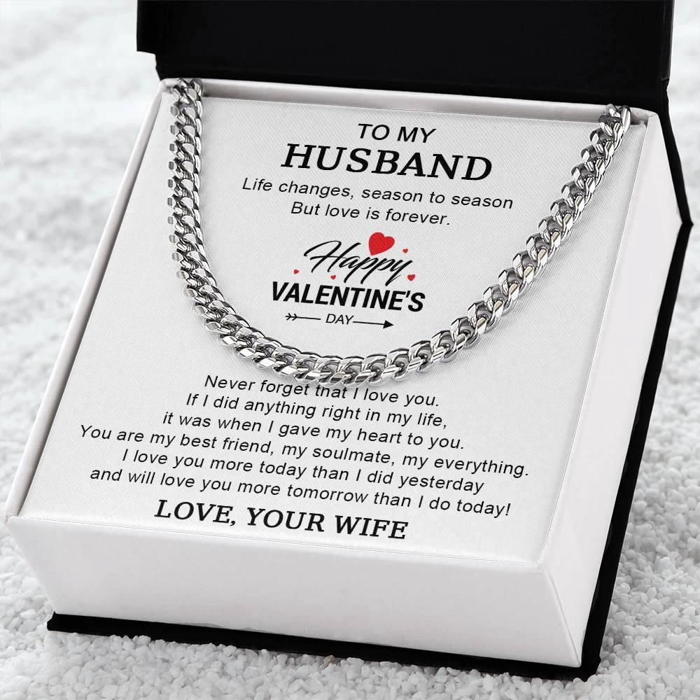 Husband Valentine Gift You are my Best Friend, My Soulmate, My Everything Cuban Chain Link Necklace