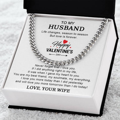 Husband Valentine Gift You are my Best Friend, My Soulmate, My Everything Cuban Chain Link Necklace - Mallard Moon Gift Shop