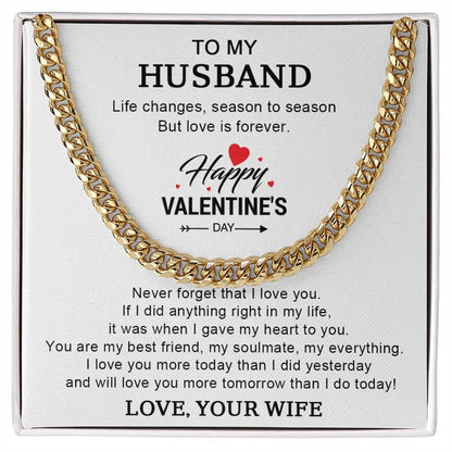 Husband Valentine Gift You are my Best Friend, My Soulmate, My Everything Cuban Chain Link Necklace - Mallard Moon Gift Shop