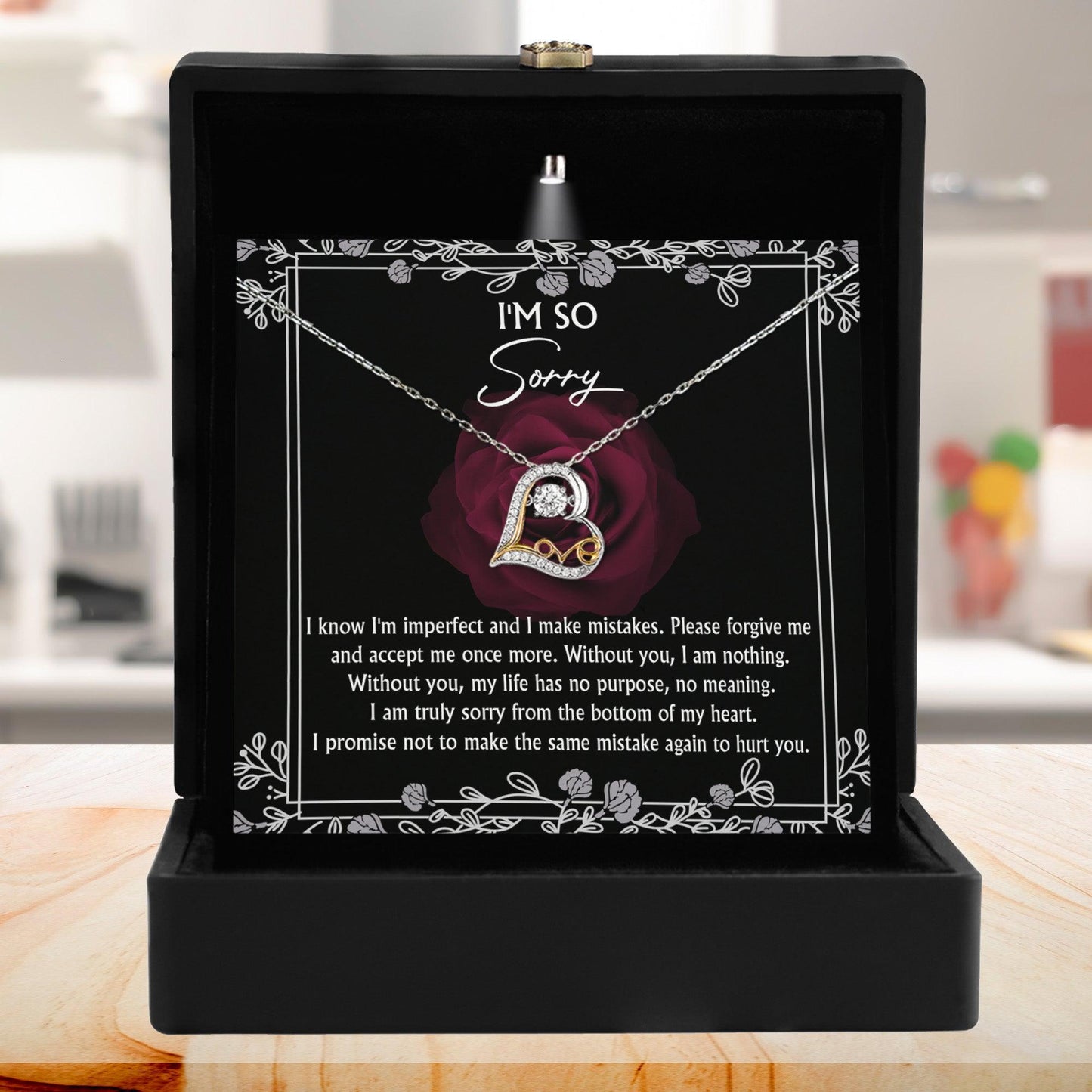 Apology Gift for Girlfriend, Wife, Soulmate - Sorry, I Am Nothing - Love Dancing Heart Pendant Necklace - Mallard Moon Gift Shop