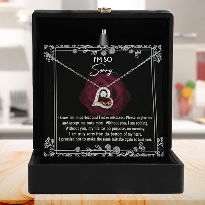 Apology Gift for Girlfriend, Wife, Soulmate - Sorry, I Am Nothing - Love Dancing Heart Pendant Necklace - Mallard Moon Gift Shop