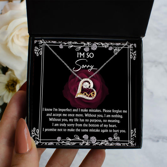 Apology Gift for Girlfriend, Wife, Soulmate - Sorry, I Am Nothing - Love Dancing Heart Pendant Necklace - Mallard Moon Gift Shop