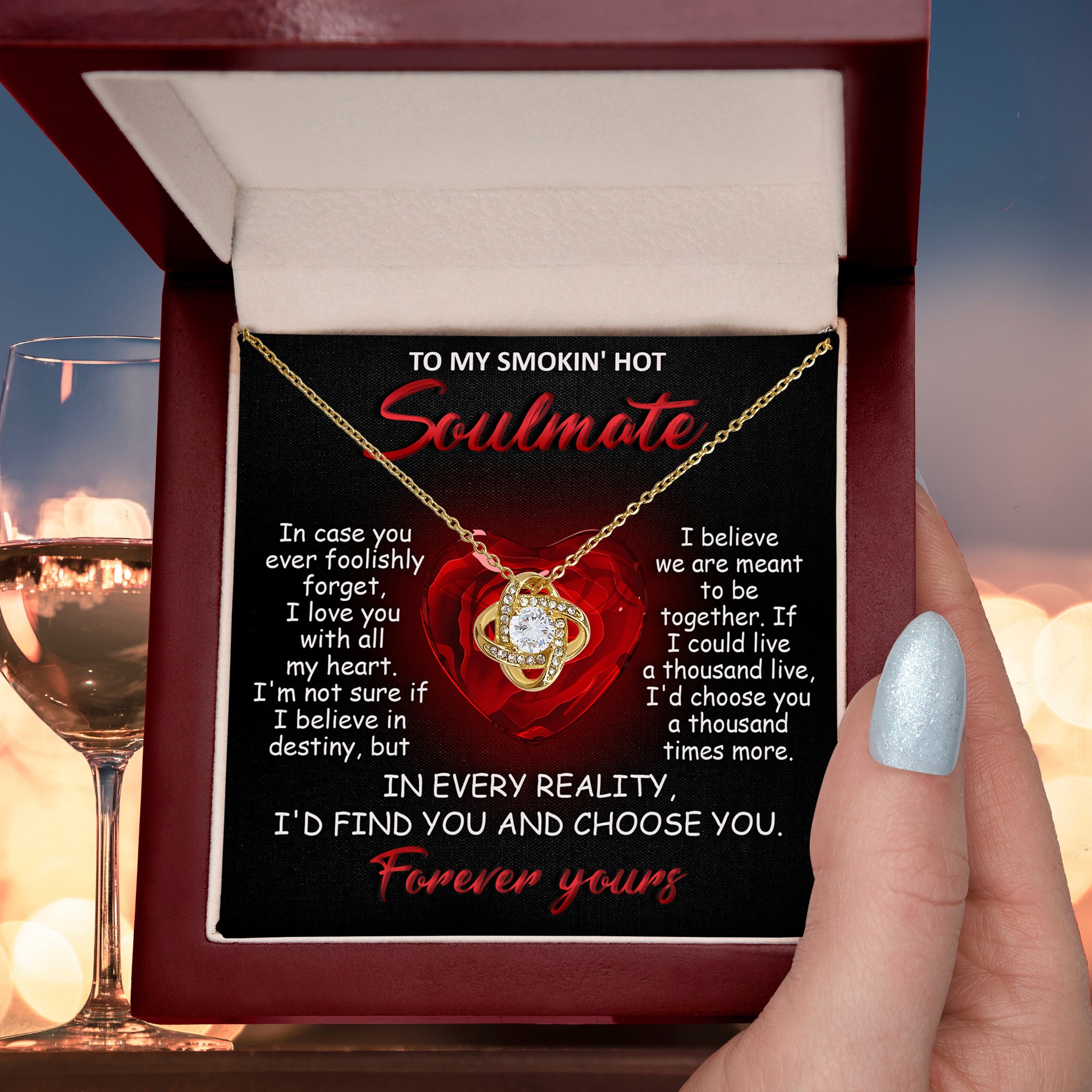 To My Smokin' Hot Soulmate - I Love You with All My Heart - Valentine Gift - Love Knot Necklace - Mallard Moon Gift Shop