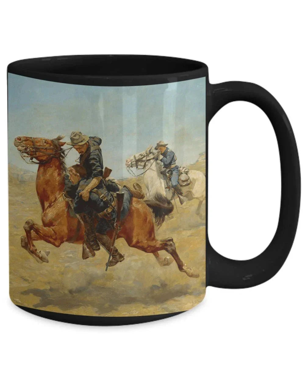 Frontier Trooper - My Bunkie Western Art Black Ceramic 15 oz Mug