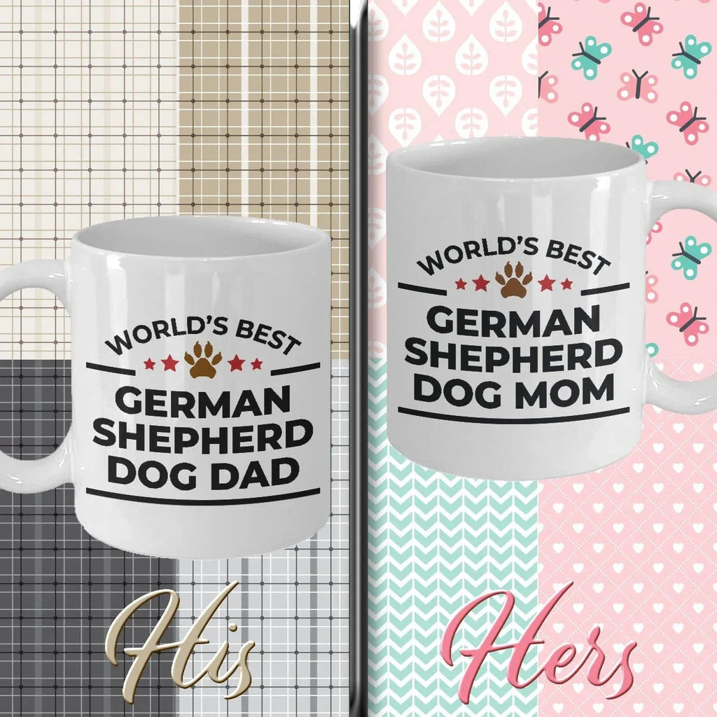 German Shepherd Dog Mom and Dad Couple Mugs- Set of 2 - His and Hers