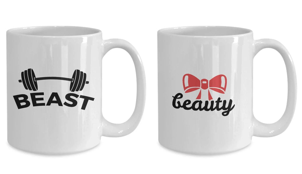 Beauty and Beast Coffee Mug - Set of 2 - His and Hers - Romantic Gift - Anniversary Wedding Engagement