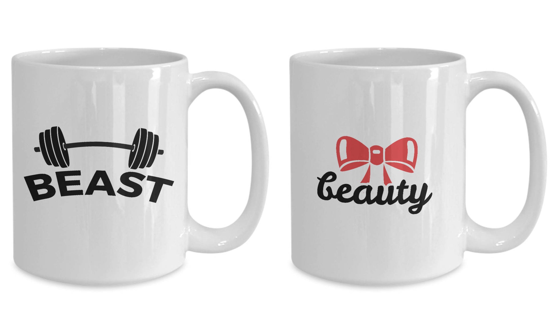 Beauty and Beast Coffee Mug - Set of 2 - His and Hers - Romantic Gift - Anniversary Wedding Engagement - Mallard Moon Gift Shop