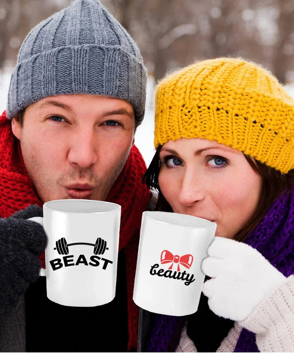 Beauty and Beast Coffee Mug - Set of 2 - His and Hers - Romantic Gift - Anniversary Wedding Engagement