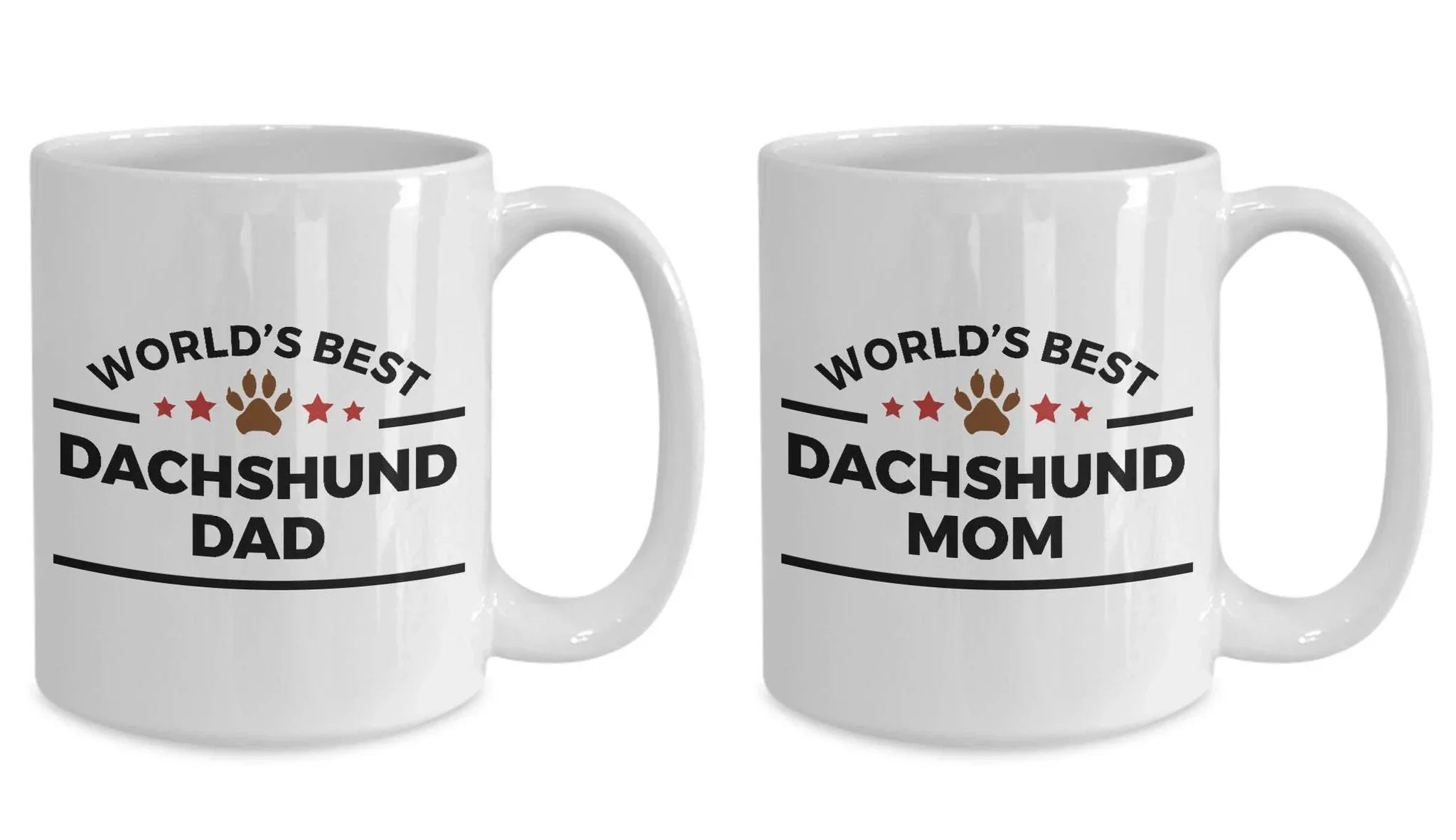 Dachshund Dad and Mom Couples Mugs - Set of 2 - His and Hers