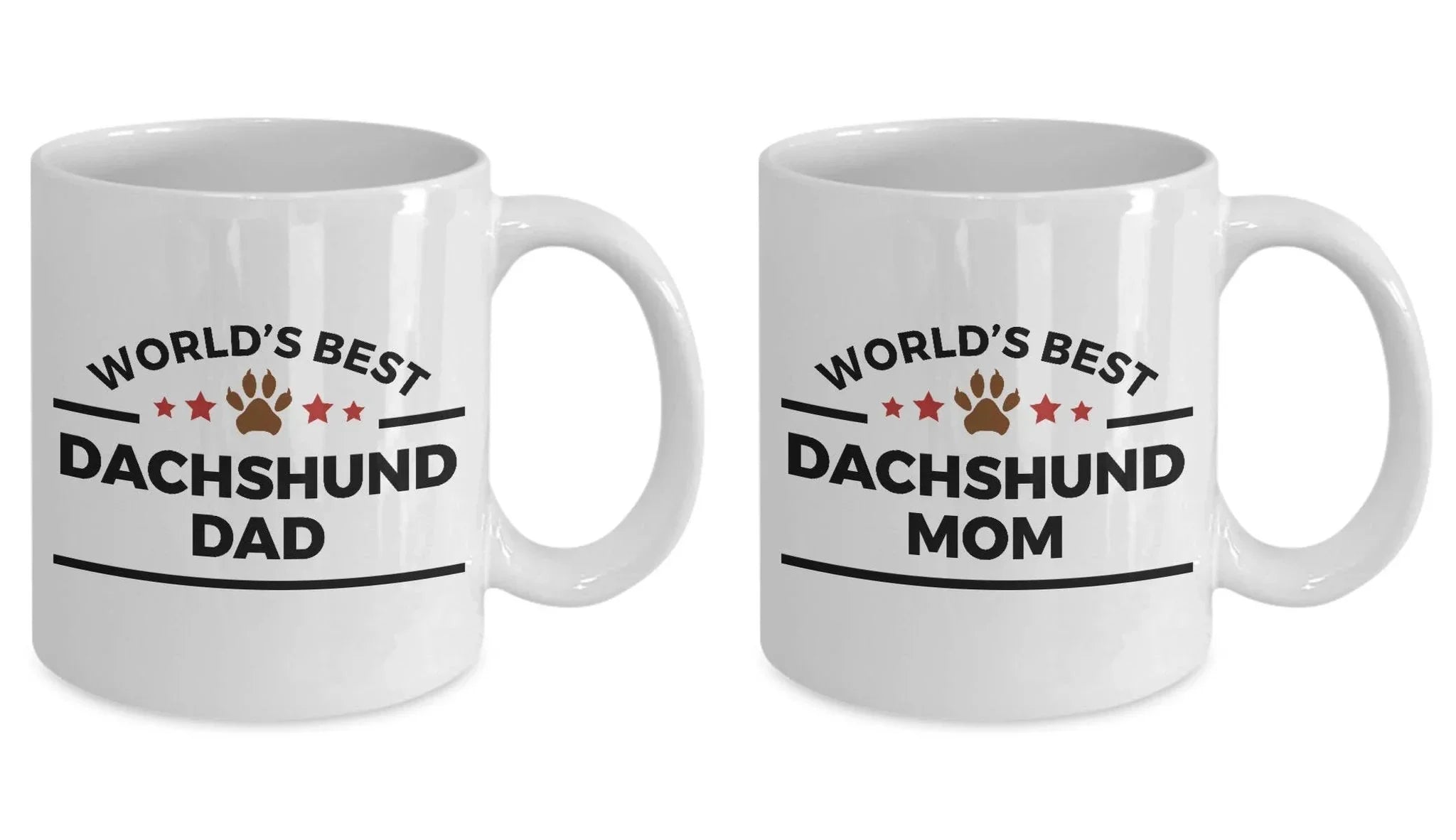Dachshund Dad and Mom Couples Mugs - Set of 2 - His and Hers