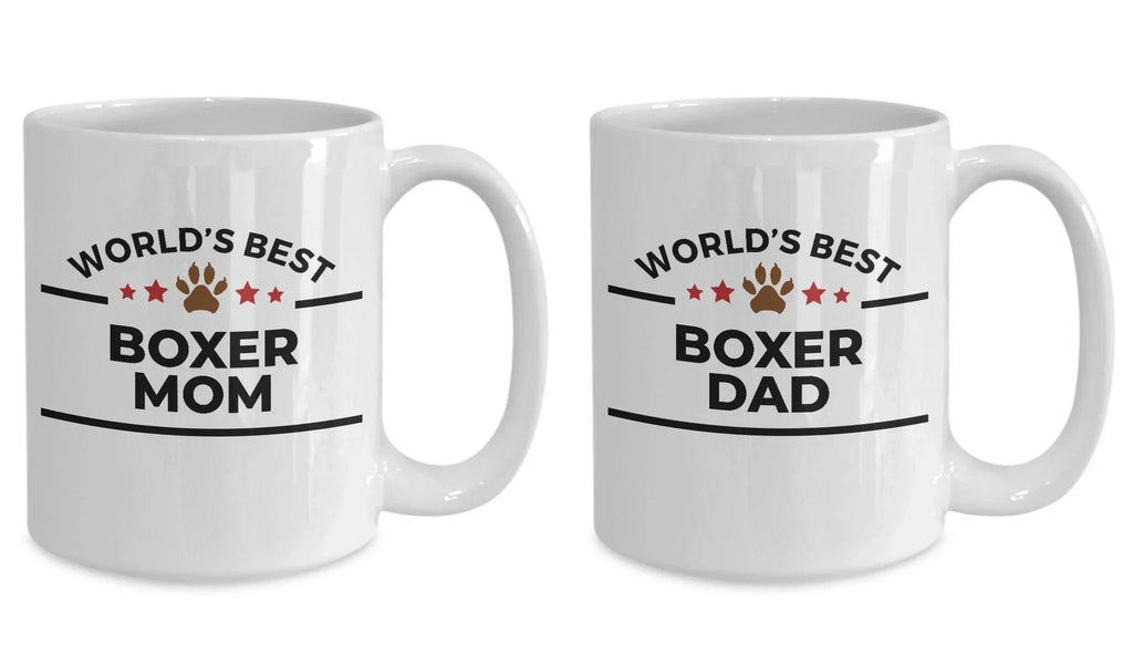 Boxer Dog Dad and Mom Coffee Mug - Gift Set of 2 - His and Hers