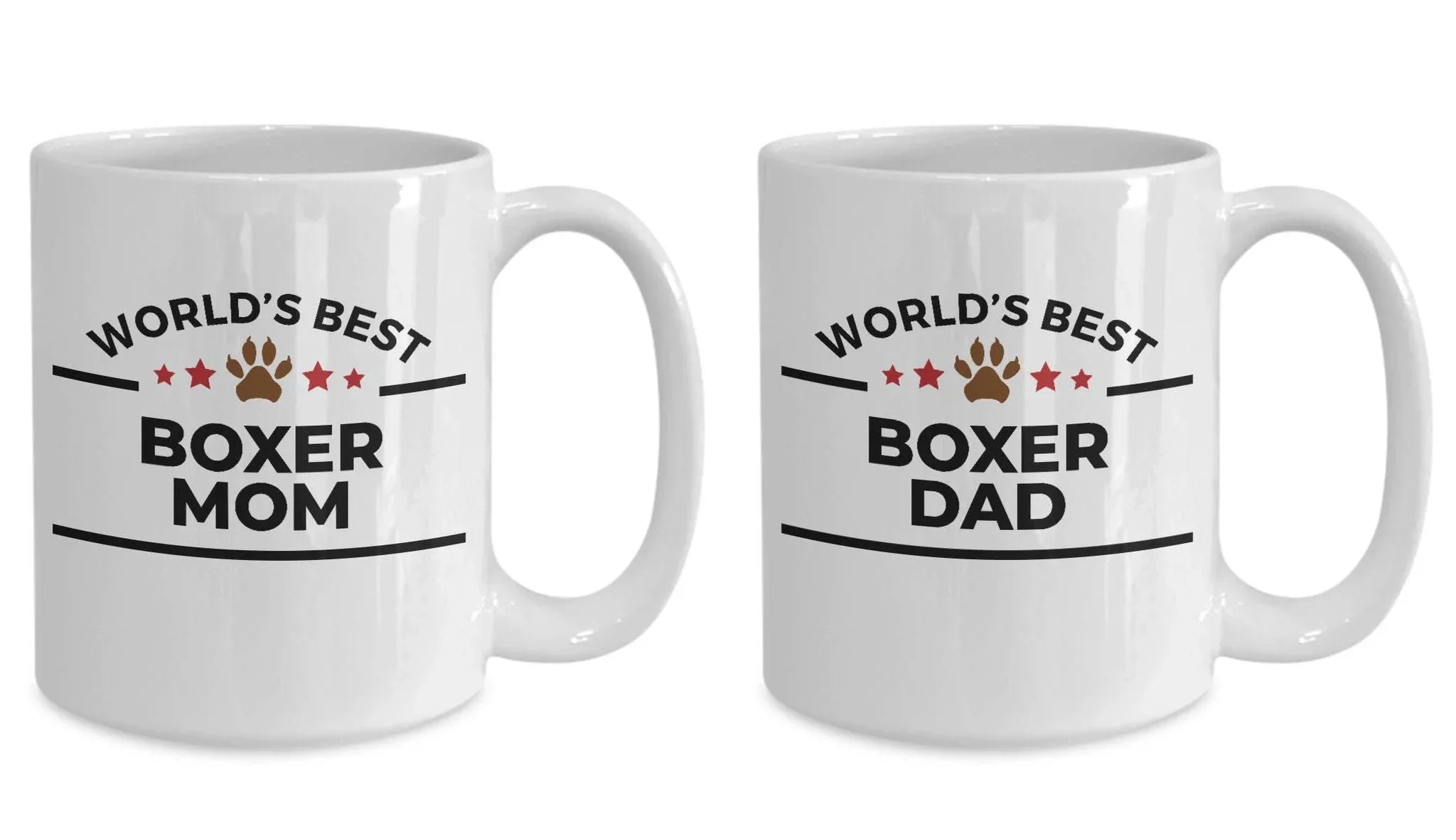 Boxer Dog Dad and Mom Coffee Mug - Gift Set of 2 - His and Hers