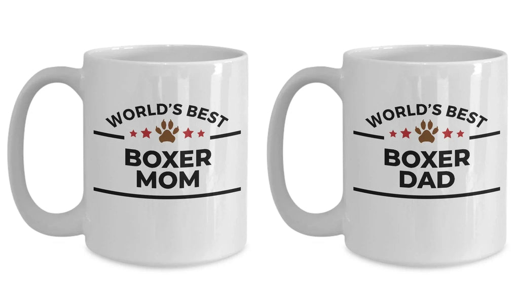Boxer Dog Dad and Mom Coffee Mug - Gift Set of 2 - His and Hers
