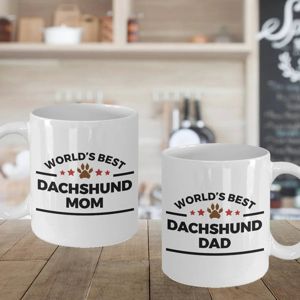 Dachshund Dad and Mom Couples Mugs - Set of 2 - His and Hers