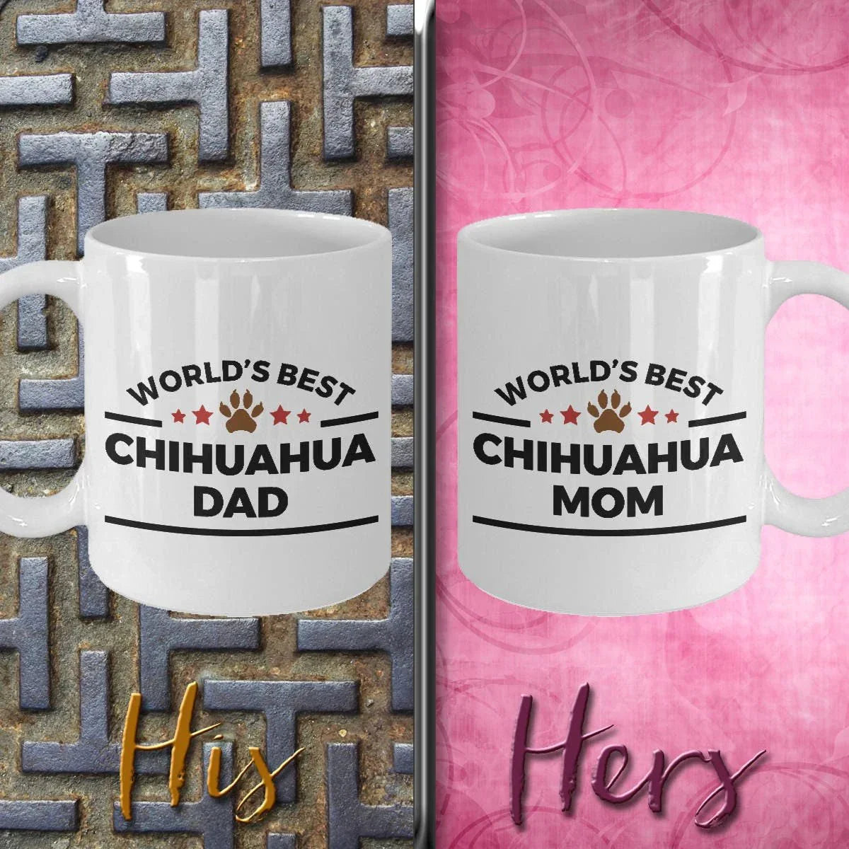 Chihuahua Dog Mom and Dad Couples Mug Set of 2