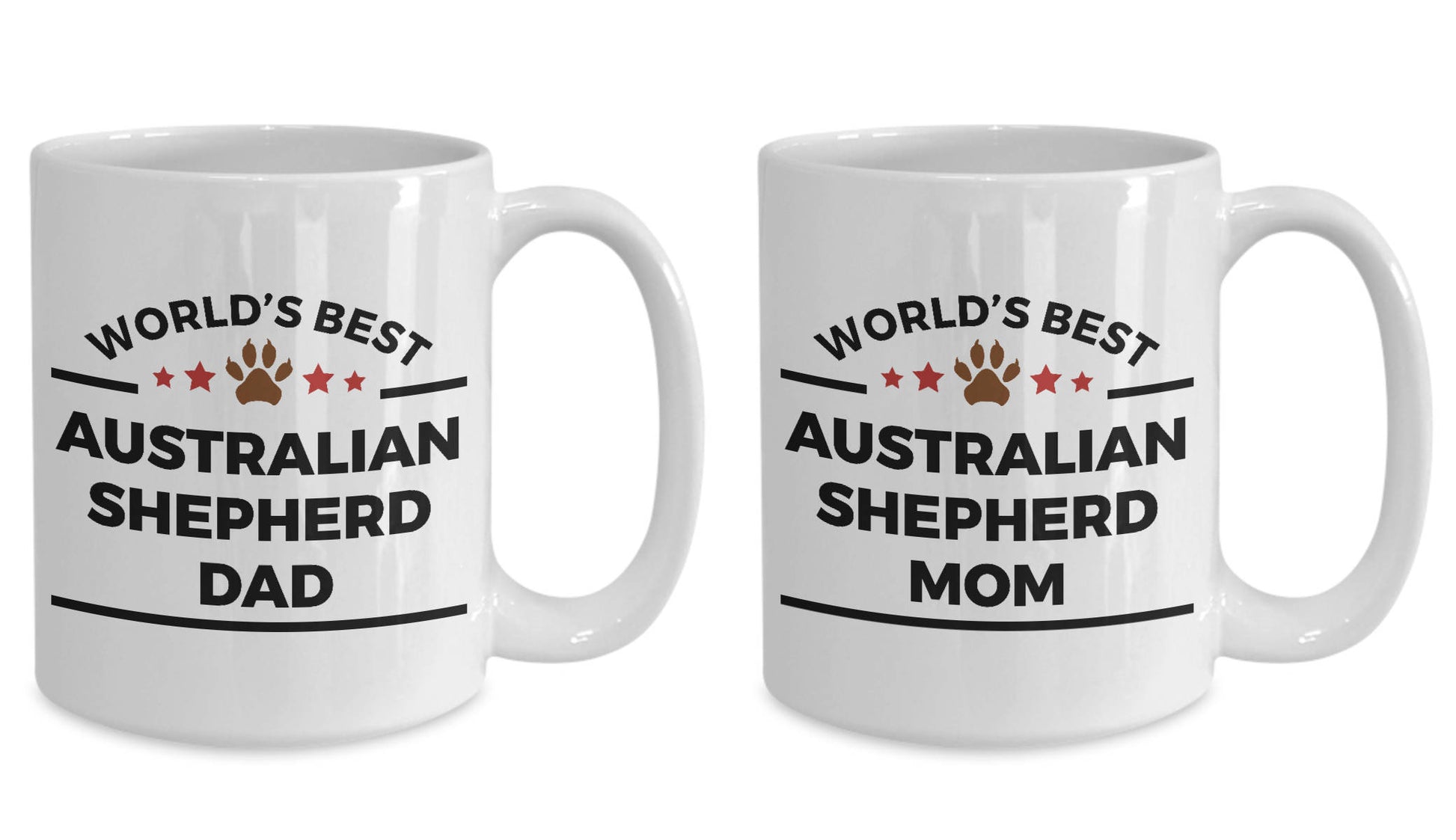 Australian Shepherd Dog Dad and Mom - Couples - Set of 2 Coffee Mug - Mallard Moon Gift Shop