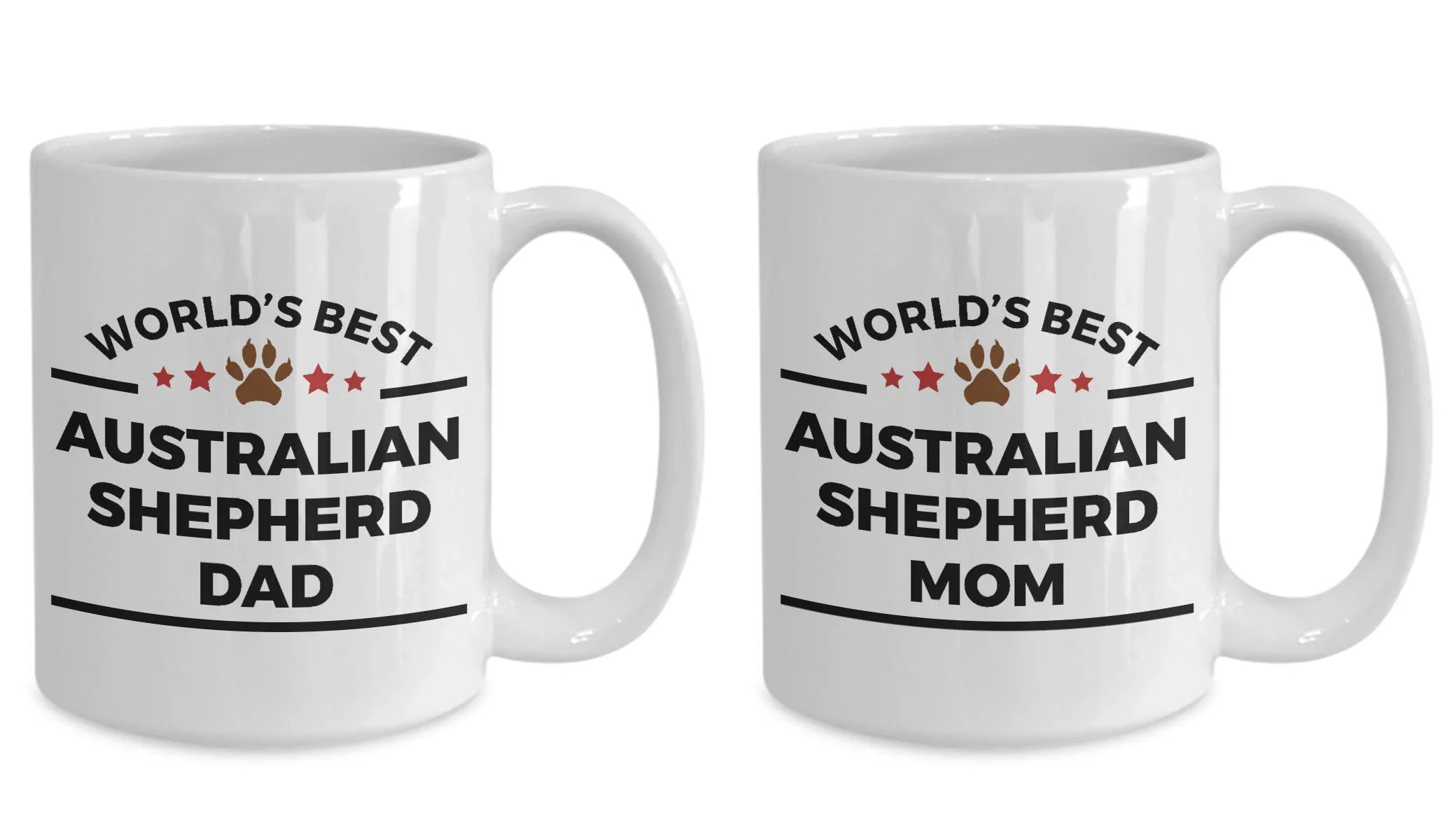 Australian Shepherd Dog Dad and Mom - Couples - Set of 2 Coffee Mug