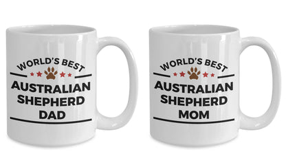 Australian Shepherd Dog Dad and Mom - Couples - Set of 2 Coffee Mug - Mallard Moon Gift Shop