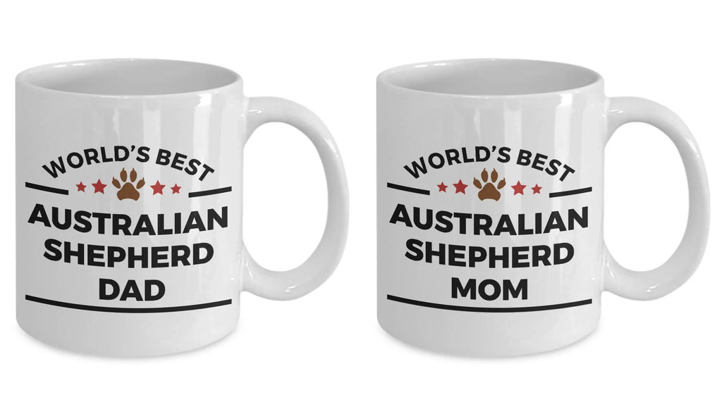 Australian Shepherd Dog Dad and Mom - Couples - Set of 2 Coffee Mug