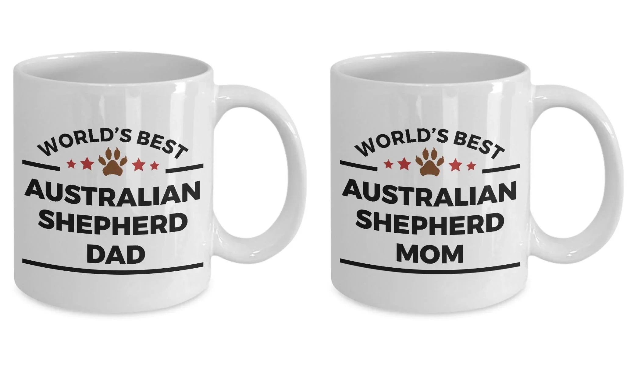 Australian Shepherd Dog Dad and Mom - Couples - Set of 2 Coffee Mug