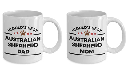 Australian Shepherd Dog Dad and Mom - Couples - Set of 2 Coffee Mug - Mallard Moon Gift Shop