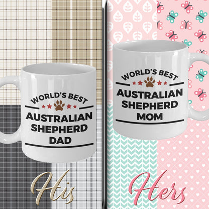 Australian Shepherd Dog Dad and Mom - Couples - Set of 2 Coffee Mug - Mallard Moon Gift Shop