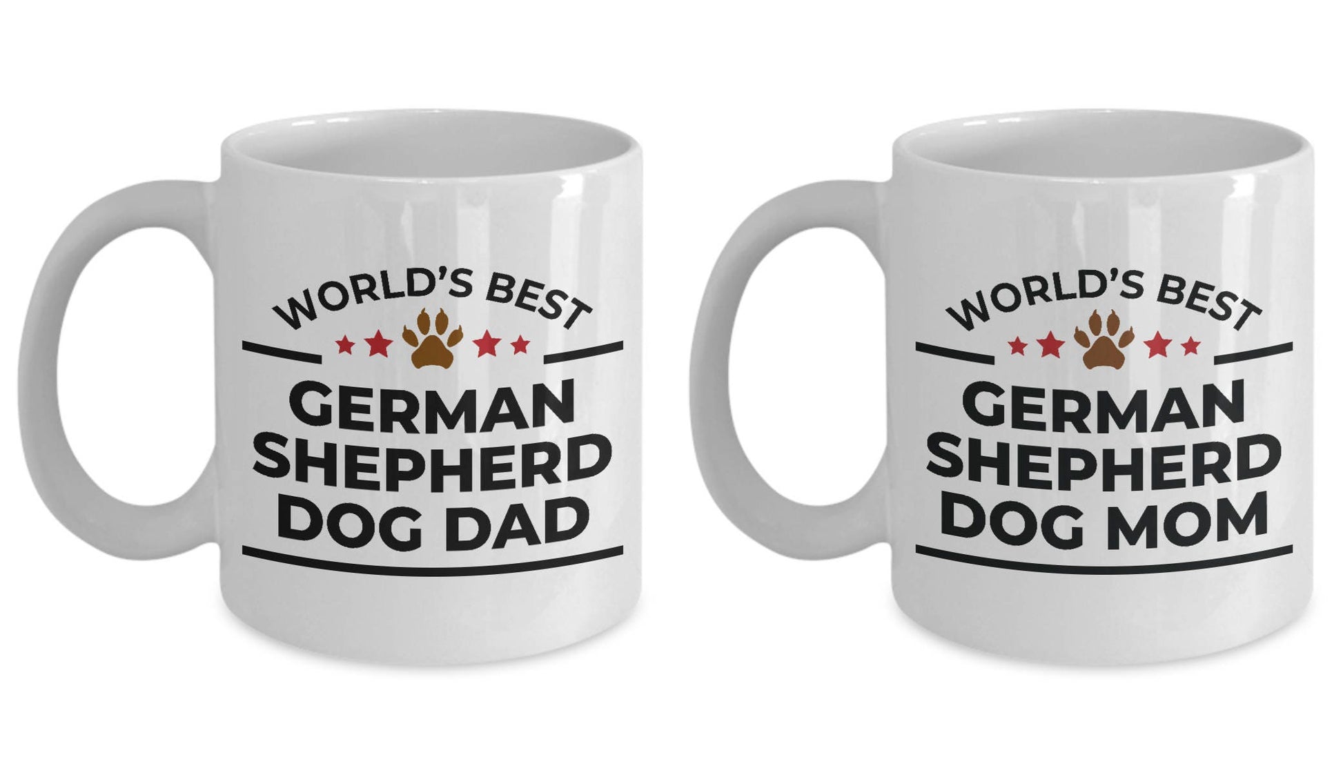 German Shepherd Dog Mom and Dad Couple Mugs- Set of 2 - His and Hers - Mallard Moon Gift Shop
