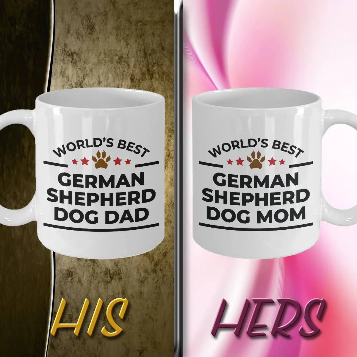 German Shepherd Dog Mom and Dad Couple Mugs- Set of 2 - His and Hers