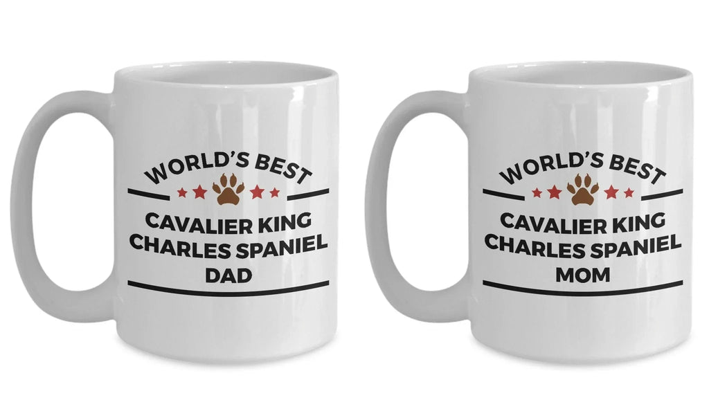 Cavalier King Charles Spaniel Dog Dad and Mom Coffee Mugs Gift Set of 2