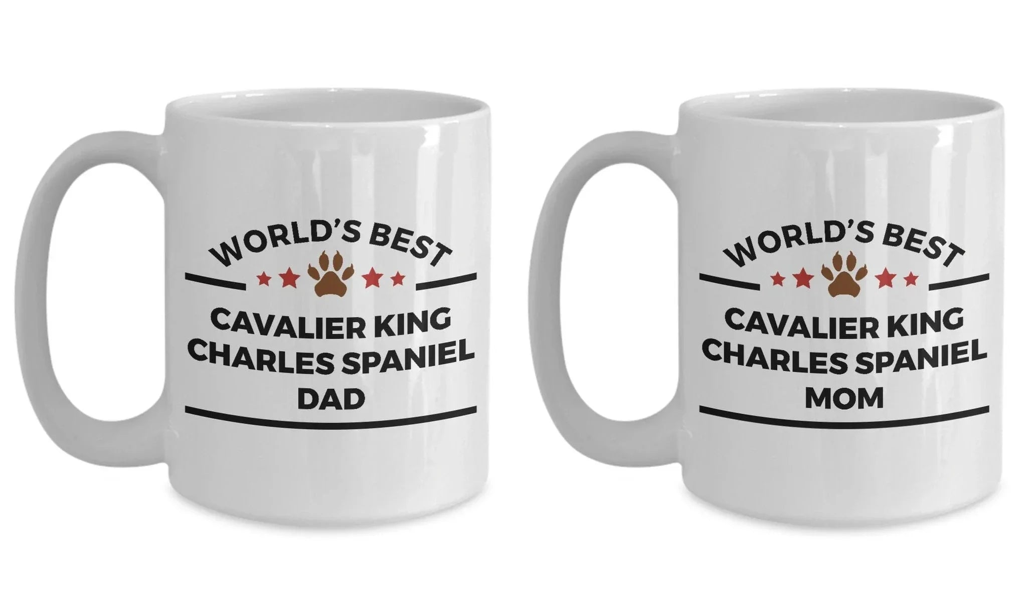Cavalier King Charles Spaniel Dog Dad and Mom Coffee Mugs Gift Set of 2