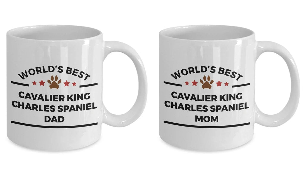 Cavalier King Charles Spaniel Dog Dad and Mom Coffee Mugs Gift Set of 2