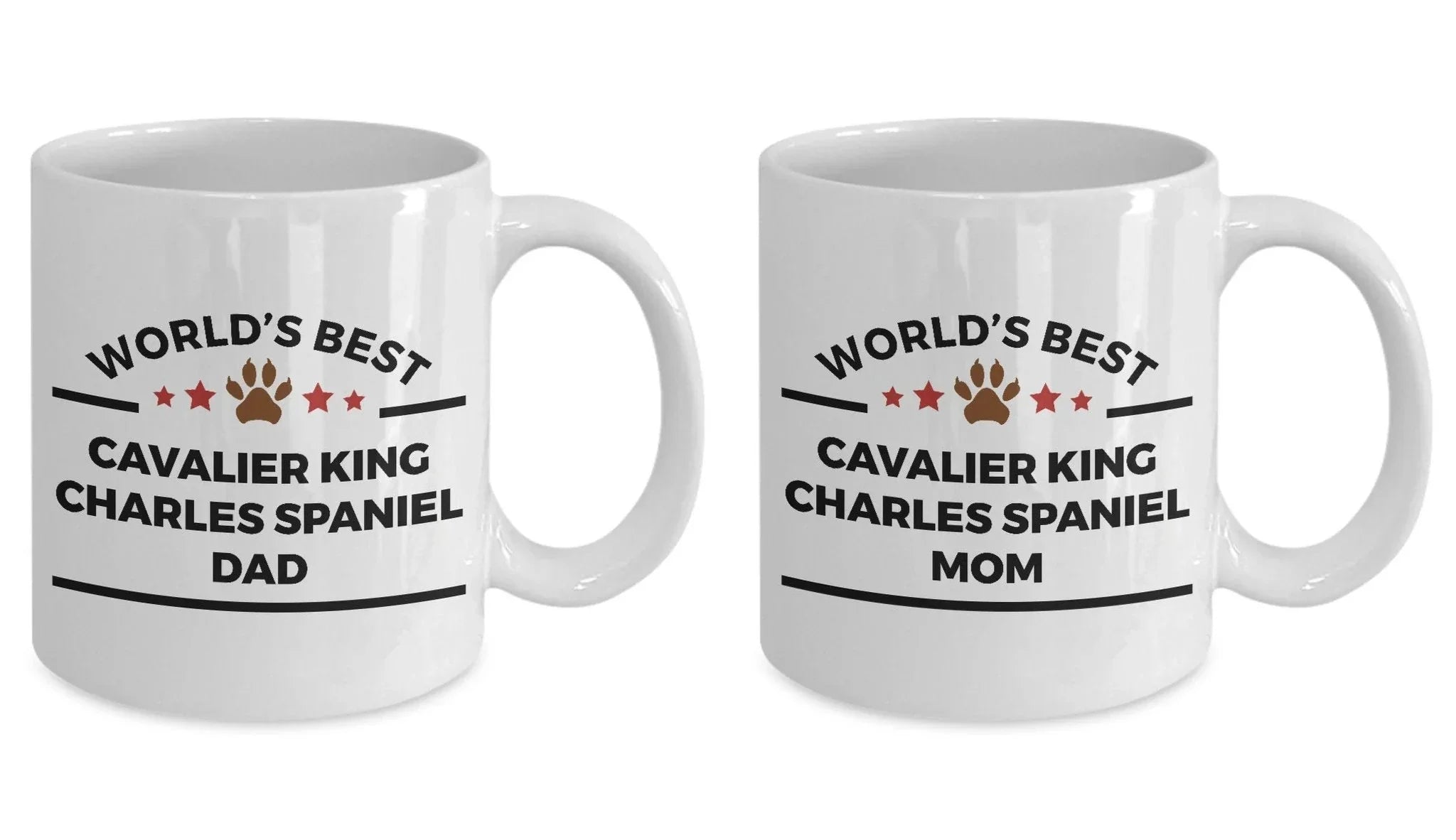 Cavalier King Charles Spaniel Dog Dad and Mom Coffee Mugs Gift Set of 2