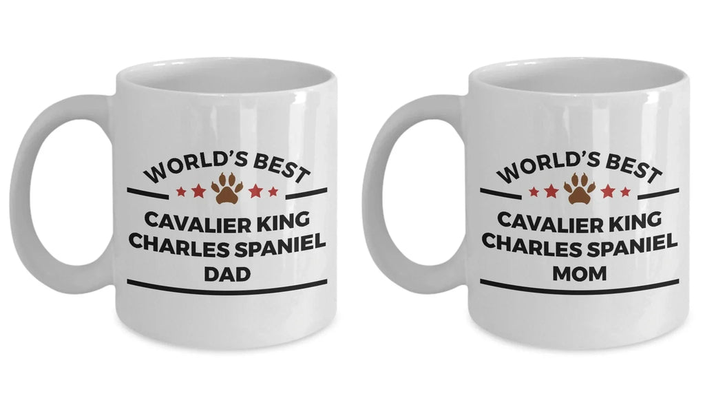 Cavalier King Charles Spaniel Dog Dad and Mom Coffee Mugs Gift Set of 2
