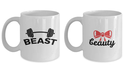 Beauty and Beast Coffee Mug - Set of 2 - His and Hers - Romantic Gift - Anniversary Wedding Engagement - Mallard Moon Gift Shop