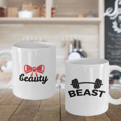 Beauty and Beast Coffee Mug - Set of 2 - His and Hers - Romantic Gift - Anniversary Wedding Engagement - Mallard Moon Gift Shop