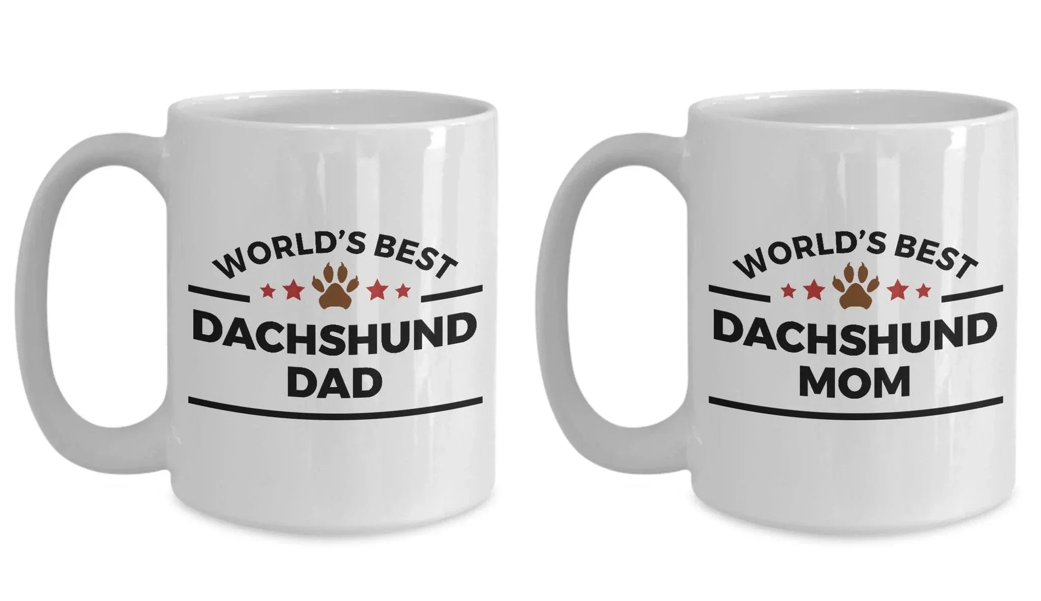 Dachshund Dad and Mom Couples Mugs - Set of 2 - His and Hers