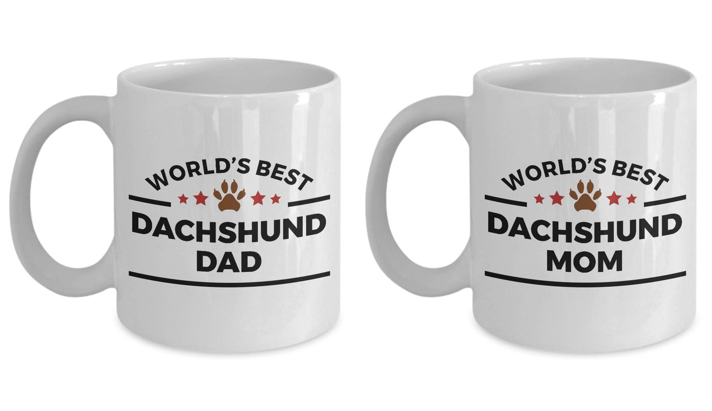 Dachshund Dad and Mom Couples Mugs - Set of 2 - His and Hers - Mallard Moon Gift Shop