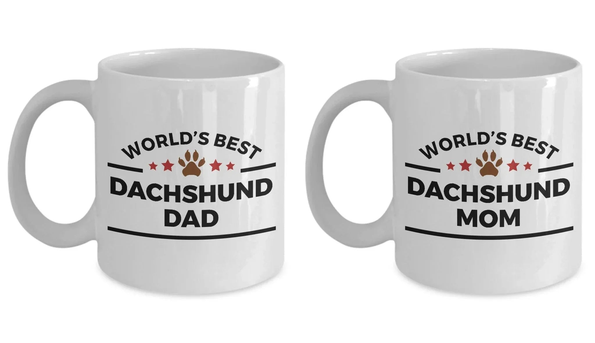 Dachshund Dad and Mom Couples Mugs - Set of 2 - His and Hers