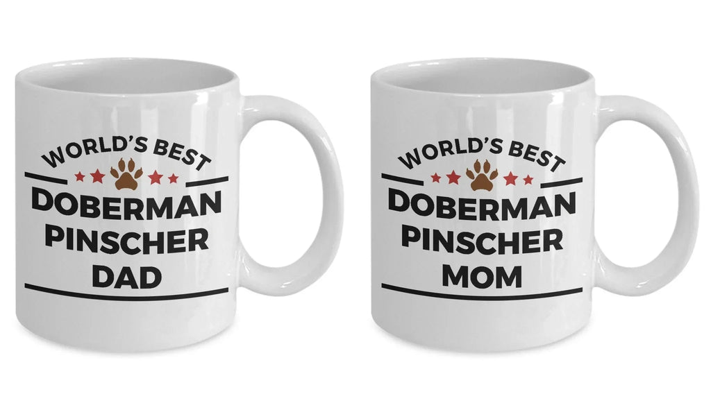 Doberman Pinscher Dog Dad and Mom Coffee Mug Set of 2