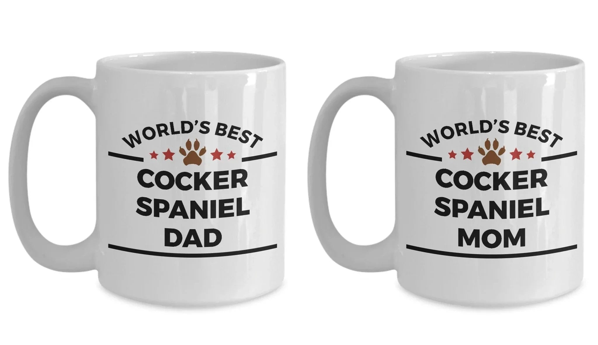 Cocker Spaniel Dog Dad and Mom Coffee Mugs Set of 2