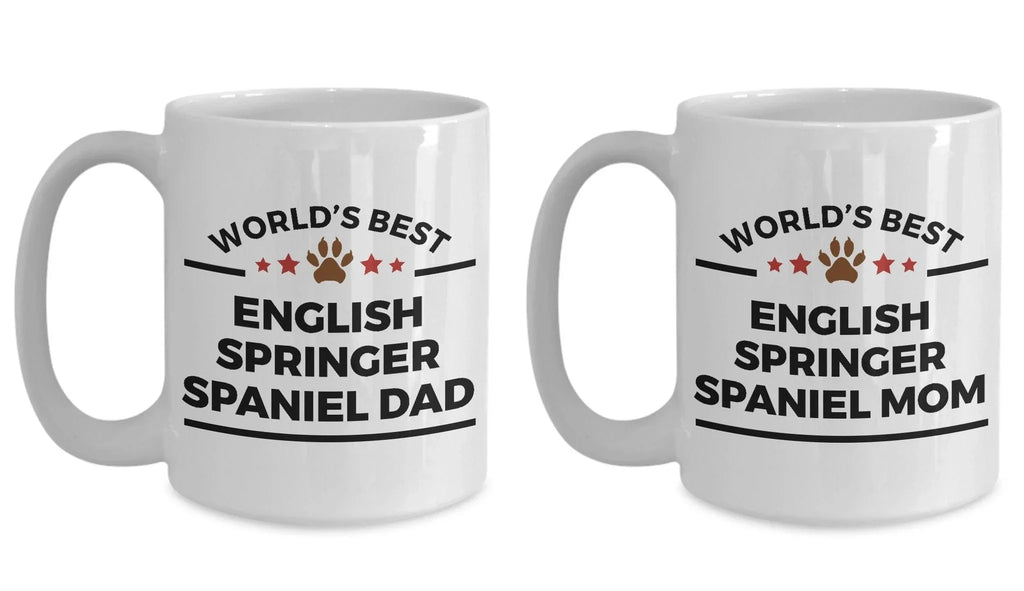 English Springer Spaniel Dog Dad and Mom Coffee Mug Set of 2