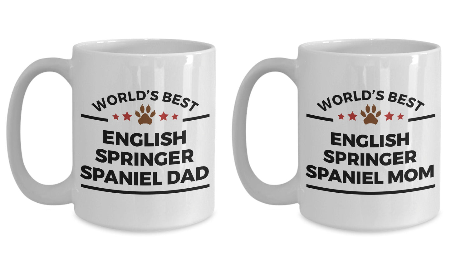 English Springer Spaniel Dog Dad and Mom Coffee Mug Set of 2 - Mallard Moon Gift Shop