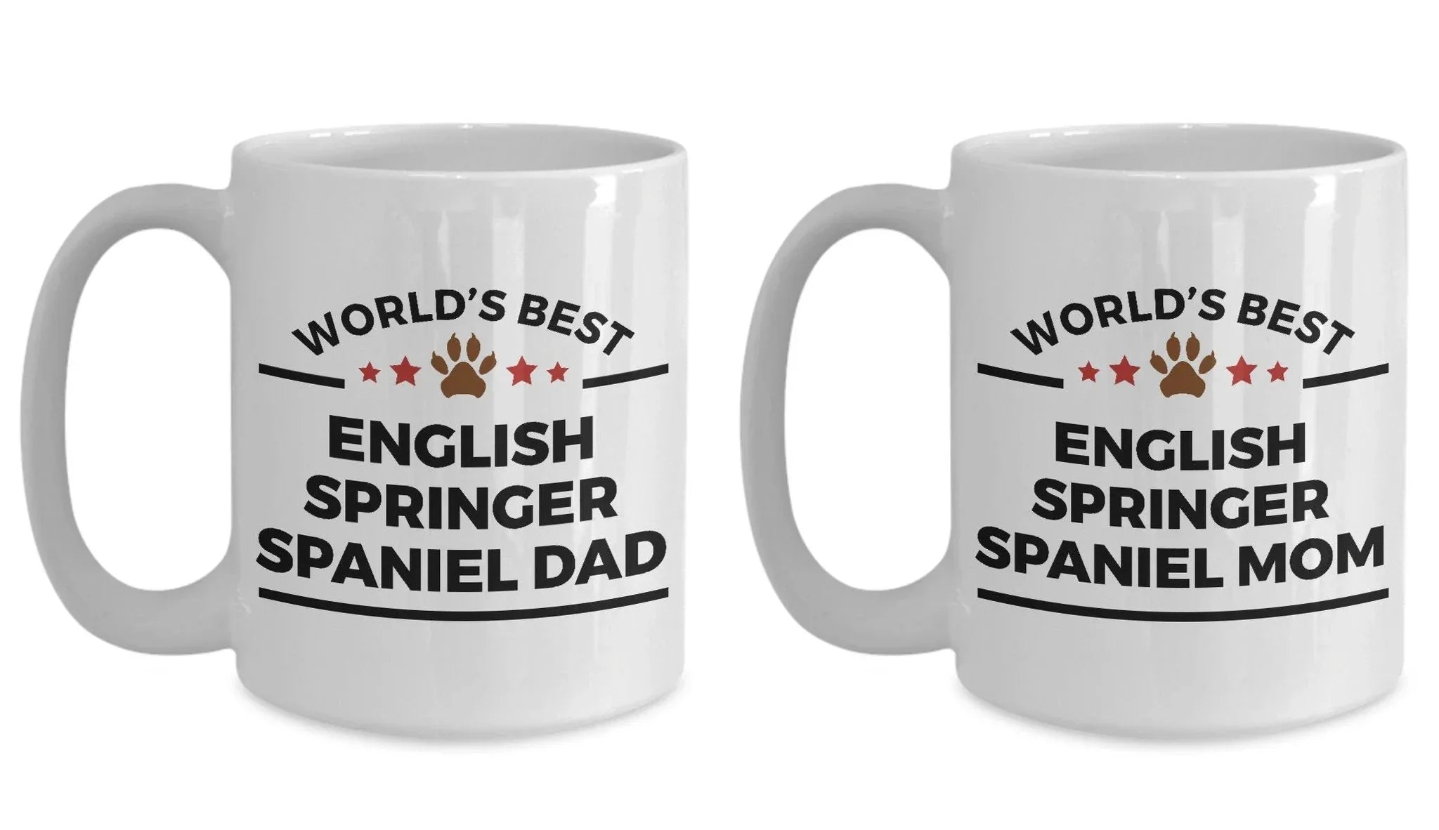 English Springer Spaniel Dog Dad and Mom Coffee Mug Set of 2